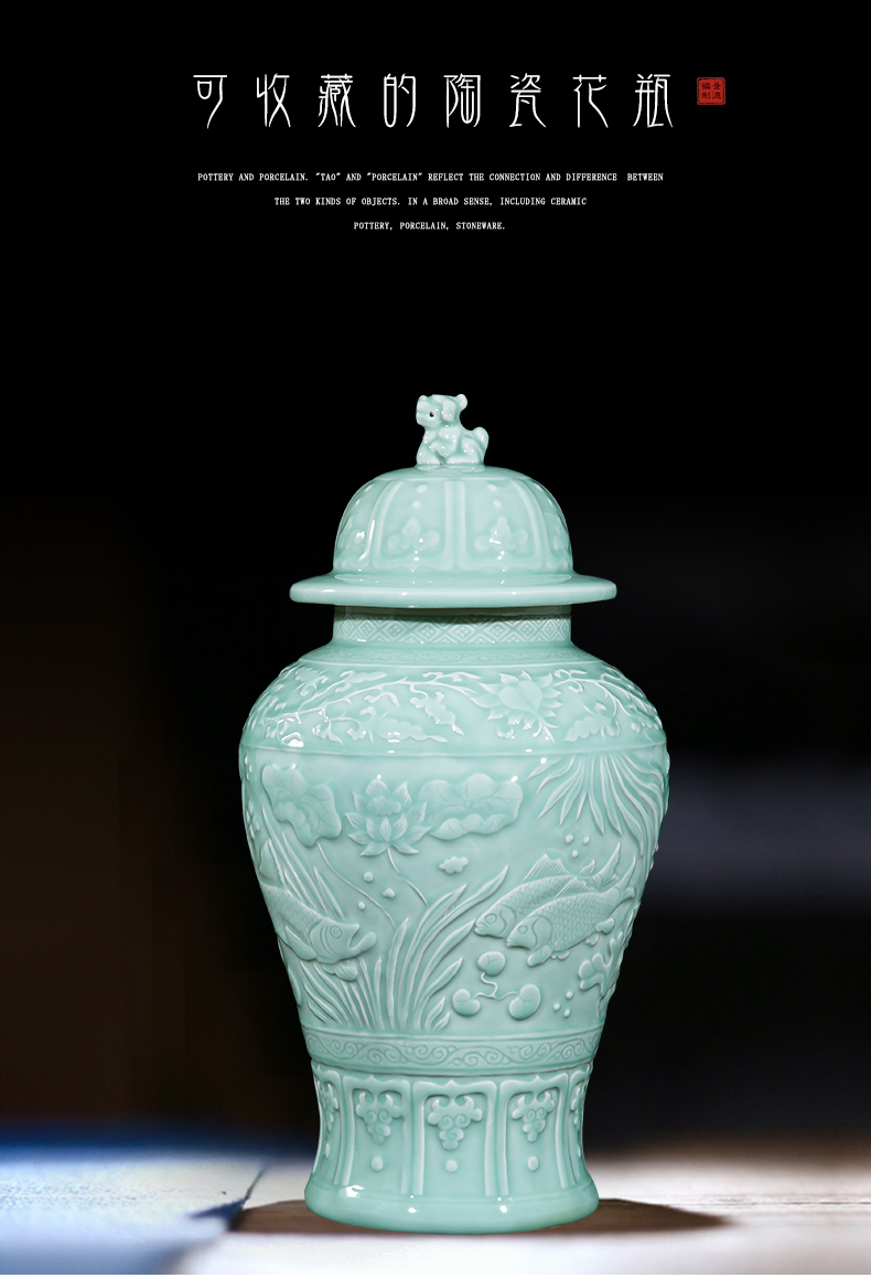 The jingdezhen ceramics by hand throwing carve shadow qdu vase porch hotel villa home decoration furnishing articles