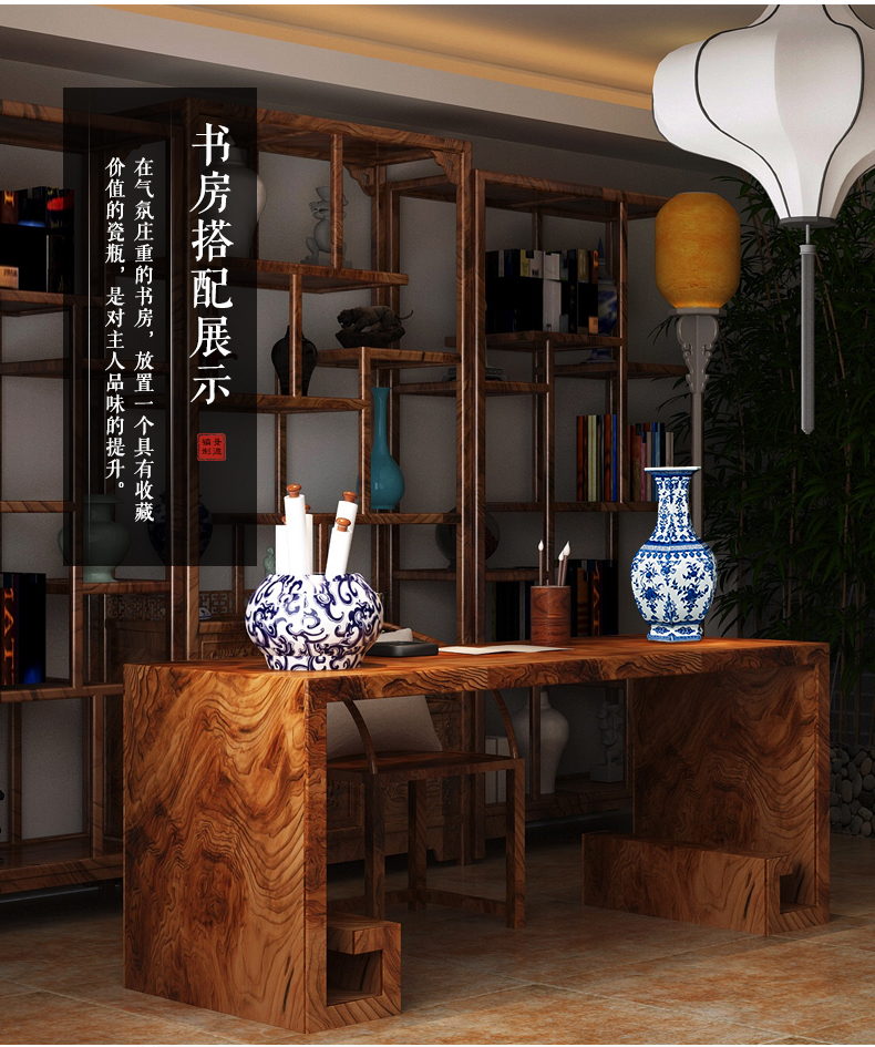 Jingdezhen ceramics vase antique blue - and - white large flower arranging new porch sitting room of Chinese style household act the role ofing is tasted furnishing articles