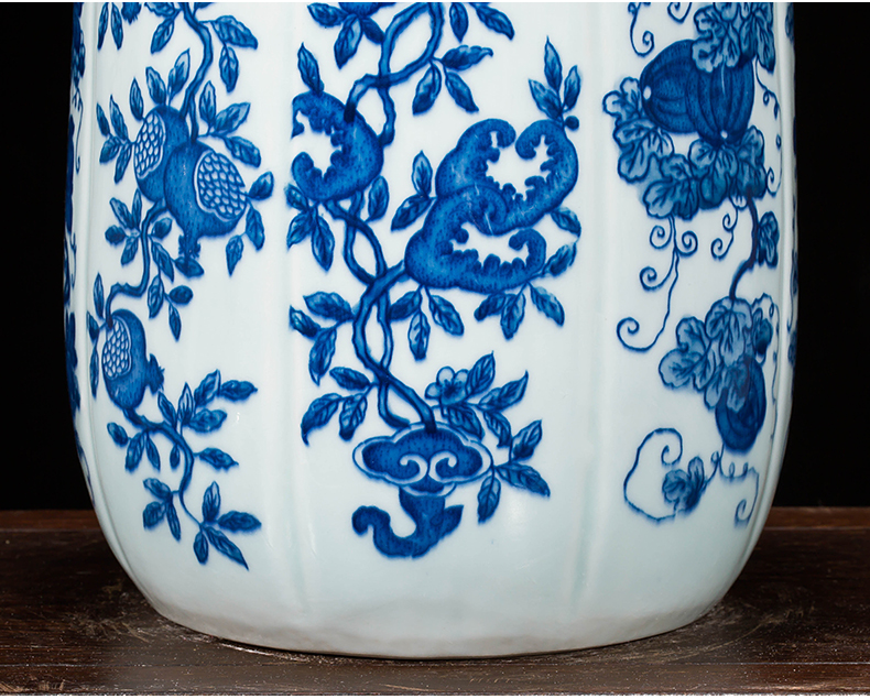 Jingdezhen ceramics vase antique blue - and - white large flower arranging new porch sitting room of Chinese style household act the role ofing is tasted furnishing articles