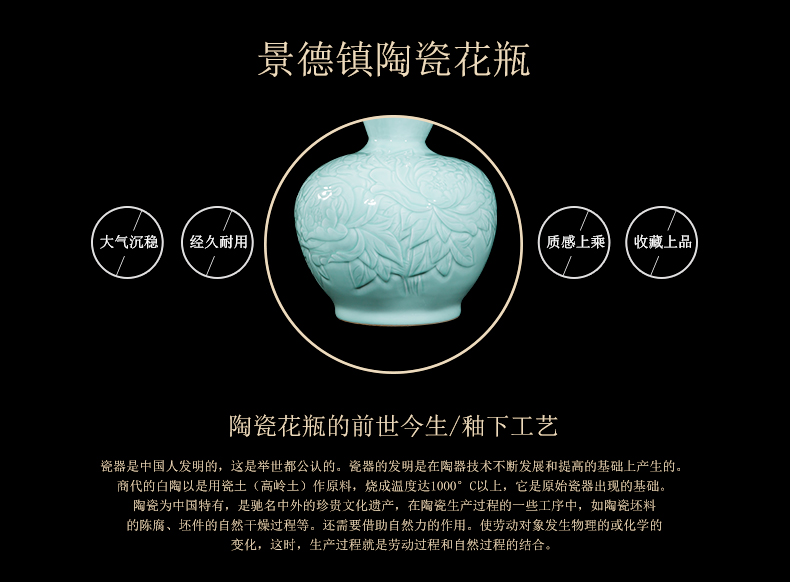 Jingdezhen ceramics by hand carve shadow qdu gourd vases porch hotel villa home decoration furnishing articles