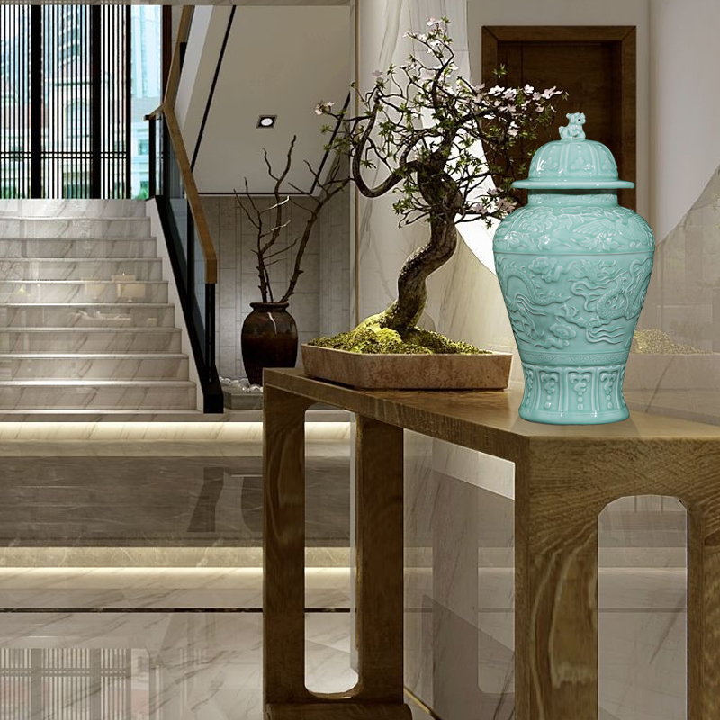 Jingdezhen ceramics by hand throwing carve shadow qdu vase wine home decoration villa hotel furnishing articles