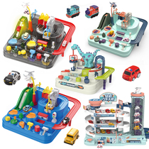 Large multi-story track Car park view set Childrens toys Rotating music Elevator Sliding car adventure