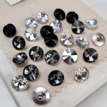 High grade black crystal glass button transparent white shirt sweater cardigan button round coat skirt button button