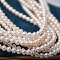 Freshwater White Real Pearl Straight Hole String Beads DIY Bracelet Necklace Lady Clothing Trim Near Positive Round Flawless Beads