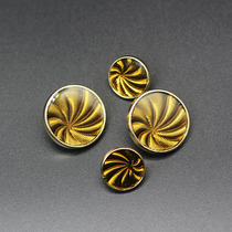 Gold glossy resin button womens coat button high-end woolen dress button suit trench coat button round