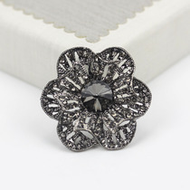 High grade Rhinestone Button fur fur fur fur collar decorative button six petal clothing button female luxury overcoat buckle