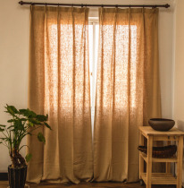 American Country Blackout Curtain Camel Pure Ramie Pure Color Curtain Fabric Simple Modern Living Room Bedroom Curtain