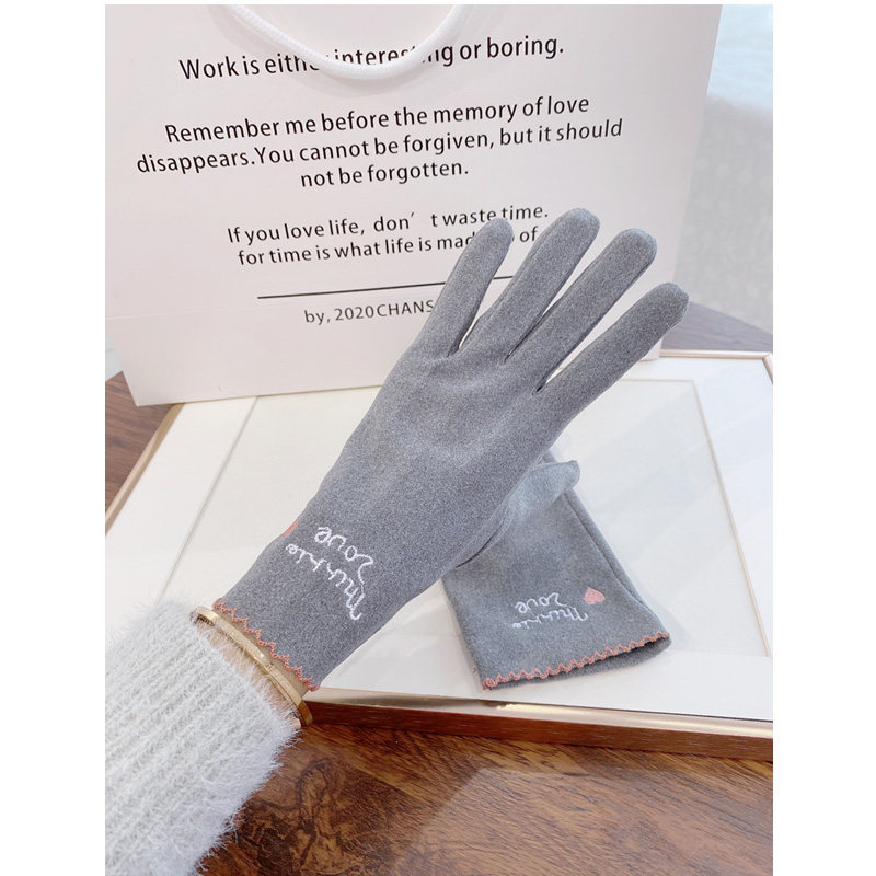 Japan Rosex autumn and winter Korean version thickened with velvety gloves female 100 hitch warm ride to drive touch screen windproof and cold-proof