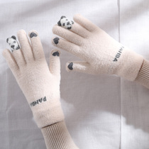 Japanese Rosex five finger riding autumn winter gloves female ins cute Joker plus velvet warm cold touch screen cycling