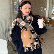 Day Department Rosex Double-sided Caring Plaid Scarves women Autumn Winter Fashion Han version warm and thickened 100 Lapped Neck shawl