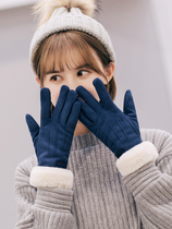 Japan Rosex plus velvet touch screen suede thickened warm fashion Joker Korean riding gloves women autumn and winter women
