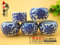 Embroidered eye red seed Indigo chin bird cage bird food bowl bird porcelain bowl five-piece set Jingdezhen exquisite food box bird cage accessories