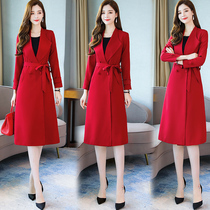 Windbreaker womens medium and long 2021 spring and autumn new Korean version long knee womens popular early autumn coat coat