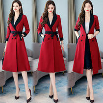 Windbreaker womens medium-length knee-length 2021 autumn new temperament popular Korean version of fashion wild spring and autumn jacket