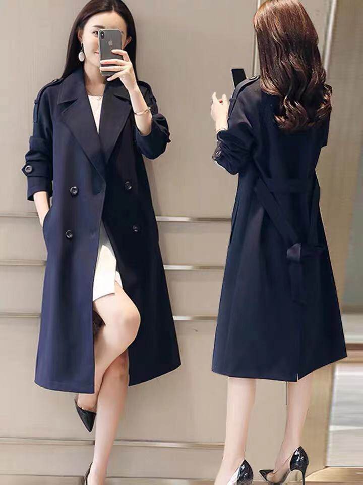 2021 autumn trench coat women's mid-length version small British style over the knee Korean version loose fashion temperament tooling jacket