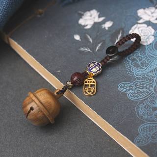 可打开放东西速效救心丸铃铛钥匙扣檀木质嘎乌盒手机汽车挂链药盒