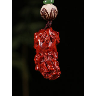 血檀木雕貔貅钥匙扣挂件红木皮丘汽车钥匙挂件复古貔貅钥匙链