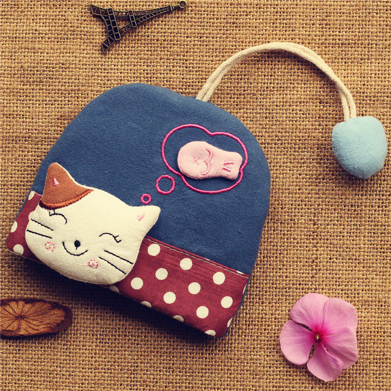 Cute Cartoon Girls Draw Pulling Rope Style Key Bag Large Capacity With Laced can fit zero money to put a meal card bank card