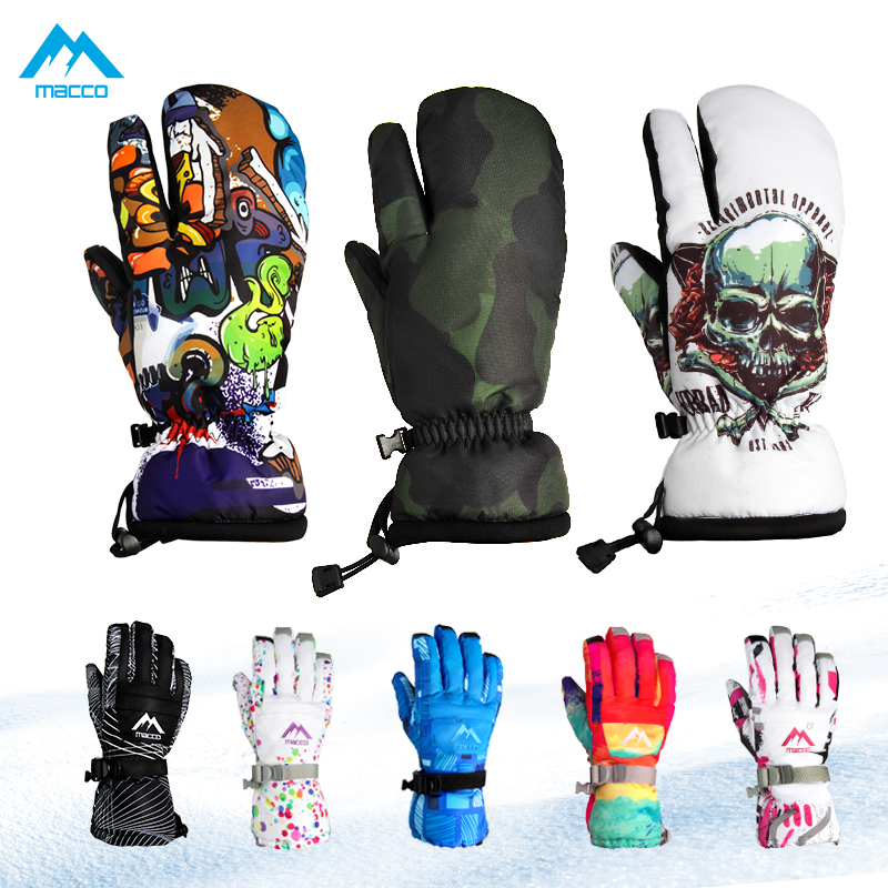 Single Board Double Board Professional Ski Gloves Waterproof Riding Locomotive Anti-Chill Plus Suede Cotton Warm Thickening Gloves Men And Women