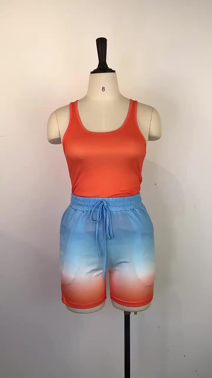 2025 Tie Dye Summer Sweatsuit Sportswear Women Short Sets Crop