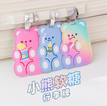 milkjoy bear student card set protection luggage tag boarding card cartoon cute suitcase tag tag card