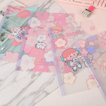 Cute girl heart triangle drawbar clip folder A4 student folder trolley clip roll cartoon folder