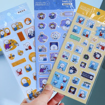Students get to blame for the Japanese album to decorate the small blue and his friend drop adhesive sticker items handbill cartoon paste