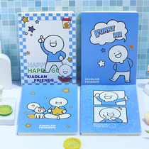 Art Youth Students Creative Trends Small Blue Blue Friends Series PVC Gum Cover This B5 Crosswire Notebook