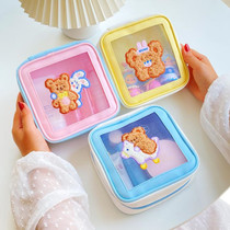 Student Wash Bag Personality Small Bear Trojan Horse Collection Bag Lady Travel Lipstick Cosmetics Bag Teenage Girl Cute Cartoon