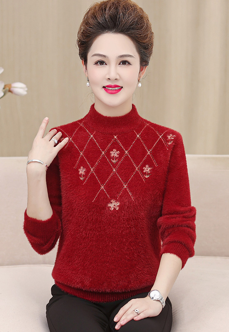 妈妈装毛衣加厚老年保暖内搭上衣中老年女装冬季水貂绒毛衣打底衫 pic 47