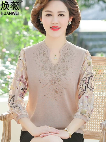 Весенняя футболка на день матери для матери, трикотажная летняя одежда для пожилых людей, комплект, коллекция 2022, для среднего возраста, в западном стиле