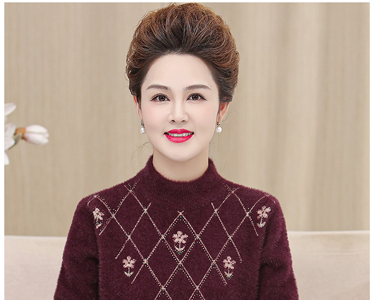 妈妈装毛衣加厚老年保暖内搭上衣中老年女装冬季水貂绒毛衣打底衫 pic 30