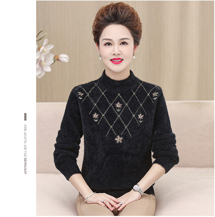妈妈装毛衣加厚老年保暖内搭上衣中老年女装冬季水貂绒毛衣打底衫 pic 51