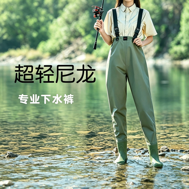 Taslan Half-Body Wading Pants, Lightweight and Breathable, Half-Body Water Pants, Rain Pants, Rain Boots, One-Piece Fishing Waterproof Suit