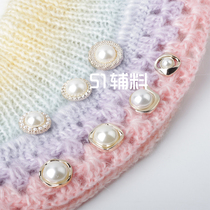 New metal glossy imitation pearl button handmade cloth Art DIY bag accessories Retro bright decorated jewel stone