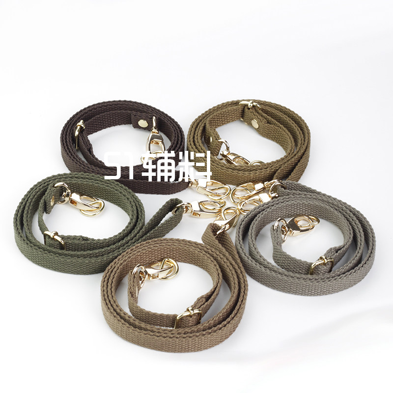 Delicate Round Flat Buckle 12mm Wide Adjustable Canvas Cotton Webbing Skew Satchel Bag Strap Handmade DIY Bag Accessories