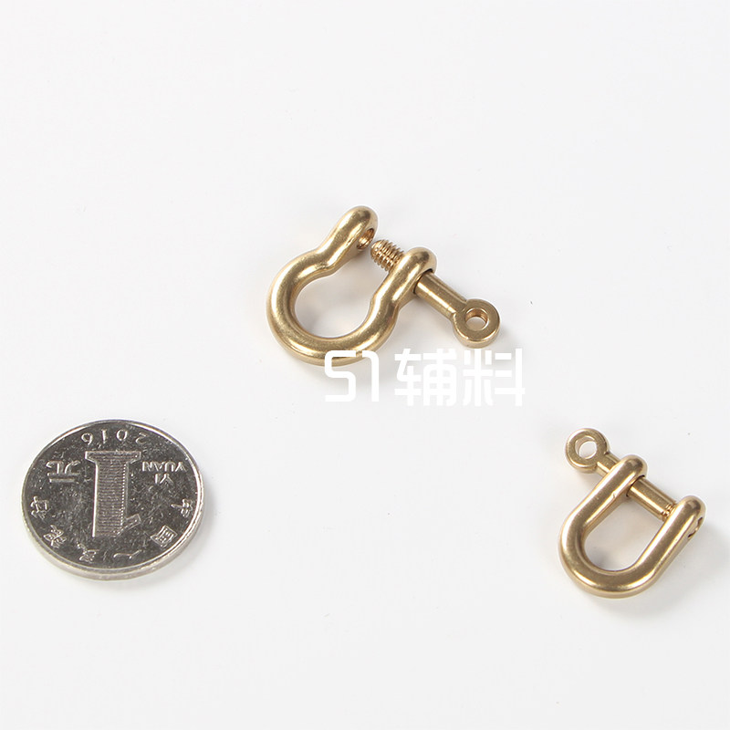 Precision casting brass horseshoe buckle U-type buckle wallet key bag wrapping live Hook Fastening Hand Screwing Five Gold Accessories D Type Buckle