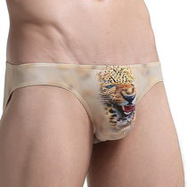 Men's underwear briefs wolf head sexy U convex print BAO WEN silky men's sexy low waist eagle cartoon show