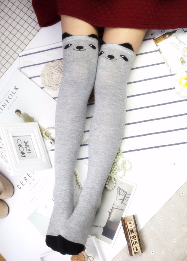 Phiên bản tiếng Hàn của vớ đầu gối dài ống đùi đùi nữ nữ dễ thương phim hoạt hình nổi mèo bông là vớ cao mỏng tất đẹp