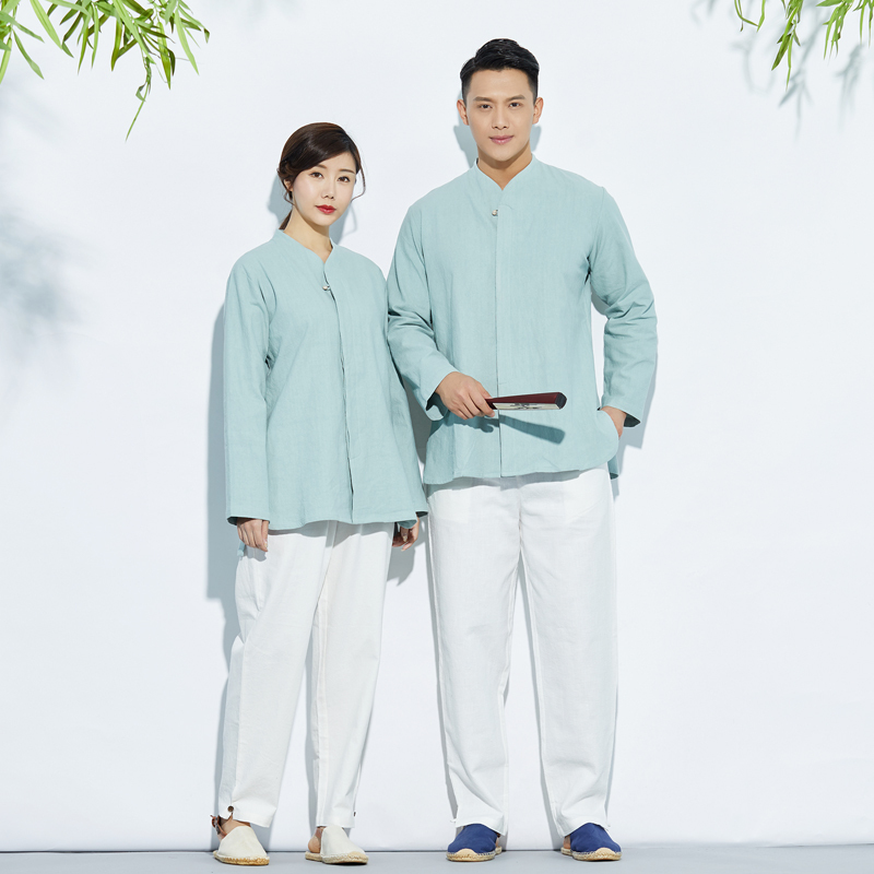 Unisex Chinese-Style Open-Front Bodhi Meditation Clothing Zen Tea Clothing Cotton and Linen Loose Large Size Lay Meditation Clothing Set Unisex Chinese-Style Open-Front Bodhi Meditation Clothing Zen Tea Clothing Cotton and Linen Loose Large Size Lay Meditation Clothing Set