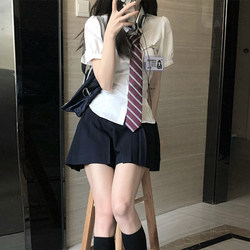 Huaqianzhu original puff sleeve white waisted short-sleeved shirt for women Japanese summer short college style jk uniform