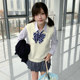 Huaqianzhu ຜະລິດຕະພັນໃຫມ່ແສງສະຫວ່າງ apricot vest ຕົ້ນສະບັບ jk ເອກະພາບພາກຮຽນ spring ແລະດູໃບໄມ້ລົ່ນ pullover wool vest ວິທະຍາໄລແບບ sweater