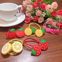 Spot 2 pieces of summer fruit want to take a bite of Japanese silicone small head rope childrens small hair band rubber band