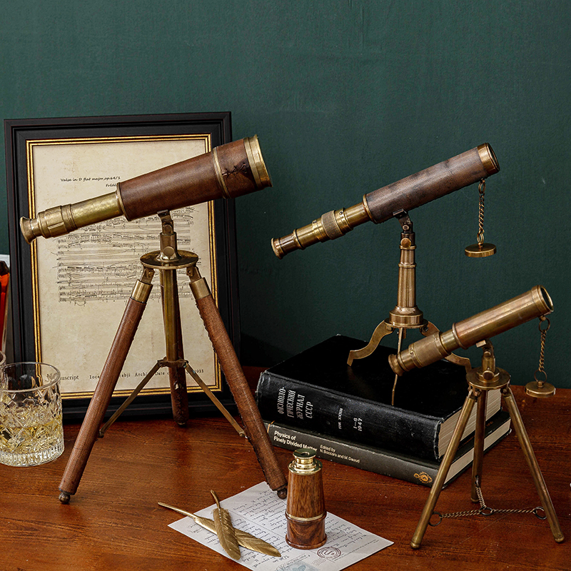 India Imported Nautical Retro Portable Monocular Telescope for Elders, Outdoor Study Room Decoration, Gift Props