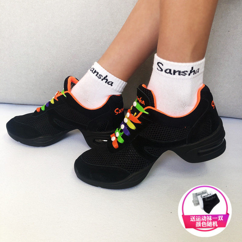 Sansha Modern Dance Shoes Female Soft Soft Soft Added Summer New Mesh Breakthrough Sansha Square Dance Shoes