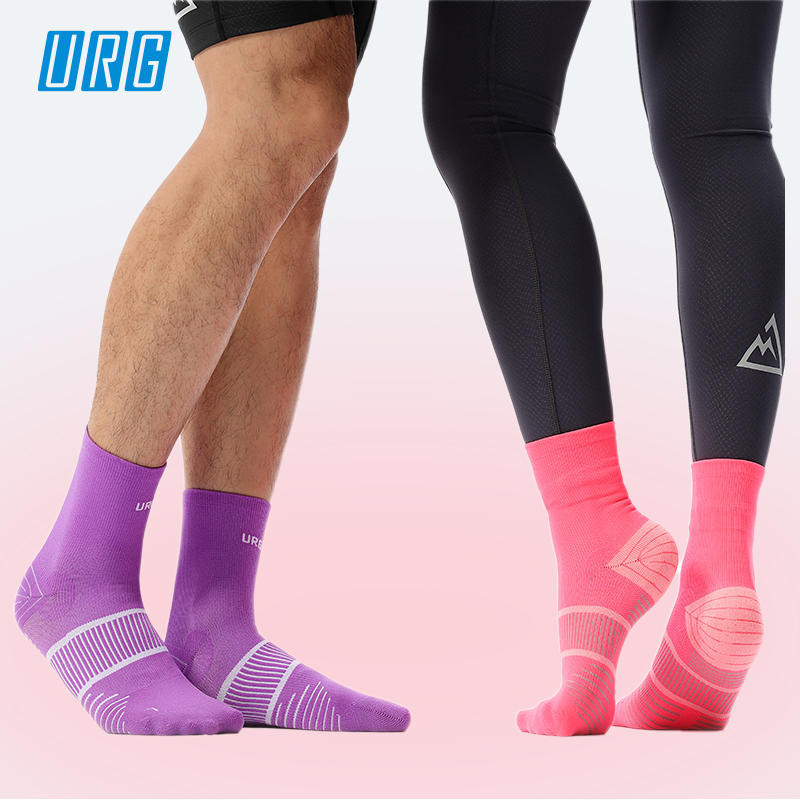 Urg Professional Marathon Running Trail Compression Socks Sports Socks Deodorant Breathable Antibacterial Socks Mid-Short Length for Men and Women