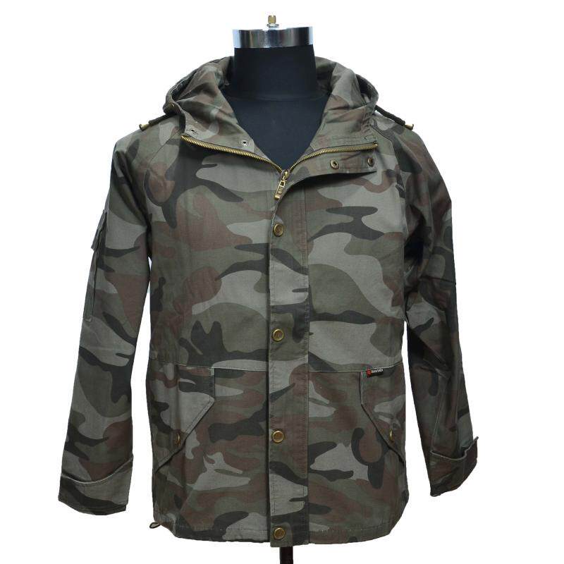 Outdoor Camouflage Tactical Trenchcoat Couple Hooded Coat Cotton Washed Canvas Rush