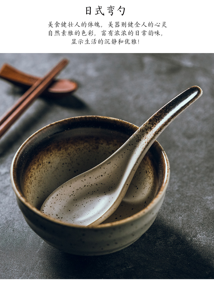 Muỗng gốm, mì ăn liền, thìa cong, thìa Nhật, thìa nhỏ, thìa tráng miệng, thìa ăn, thìa cháo, muỗng ăn để bàn của Nhật Bản và Hàn Quốc - Đồ ăn tối đĩa tròn