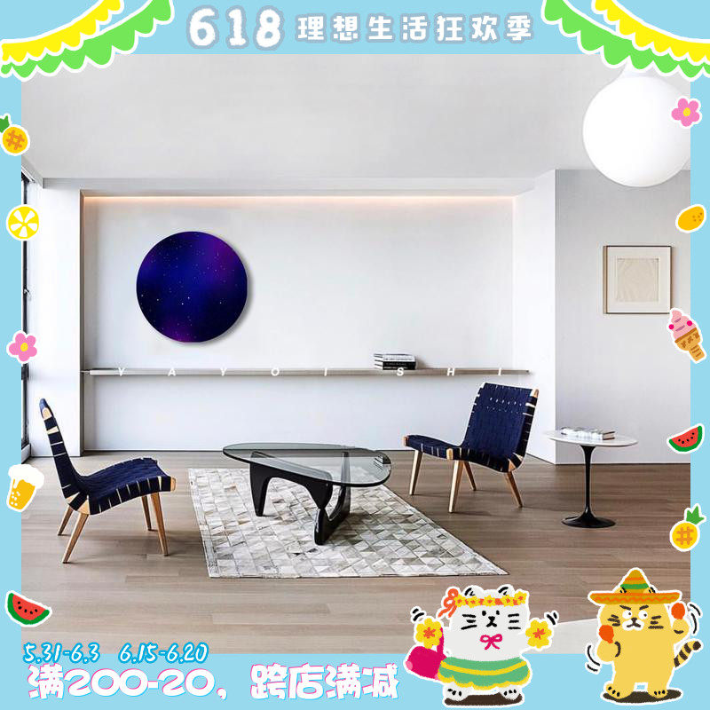 Mass original starry sky painting circular decoration painting modern minimalist Nordic hanging painting living room dining room dining room hanging wall
