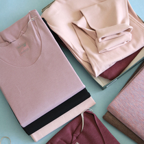 Wuhen womens autumn clothes and long johns plus fat plus 200 catties fat MM de velvet heating fiber womens thermal underwear set